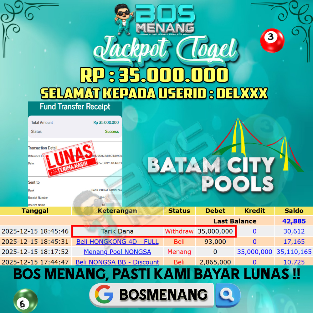 Tanggal 15 DESEMBER 2025 - JACKPOT TOGEL - NONGSA Rp 35.000.000,-